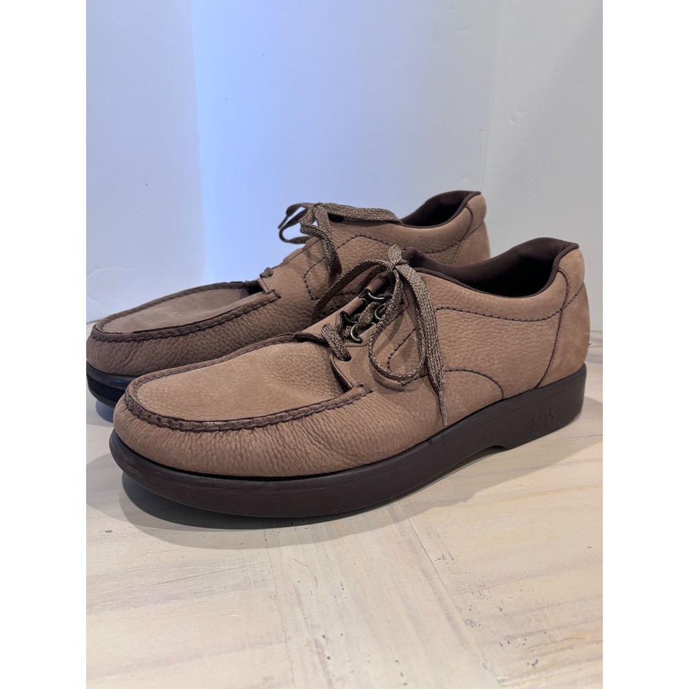 SAS Men 12 S Tripad Comfort Brown Leather Orthopedic Shoes Mismatched Heel Lift
